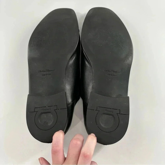 Salvatore Ferragamo mens dress shoes 10 rain lux black Italian leather cap toe - Picture 7 of 15